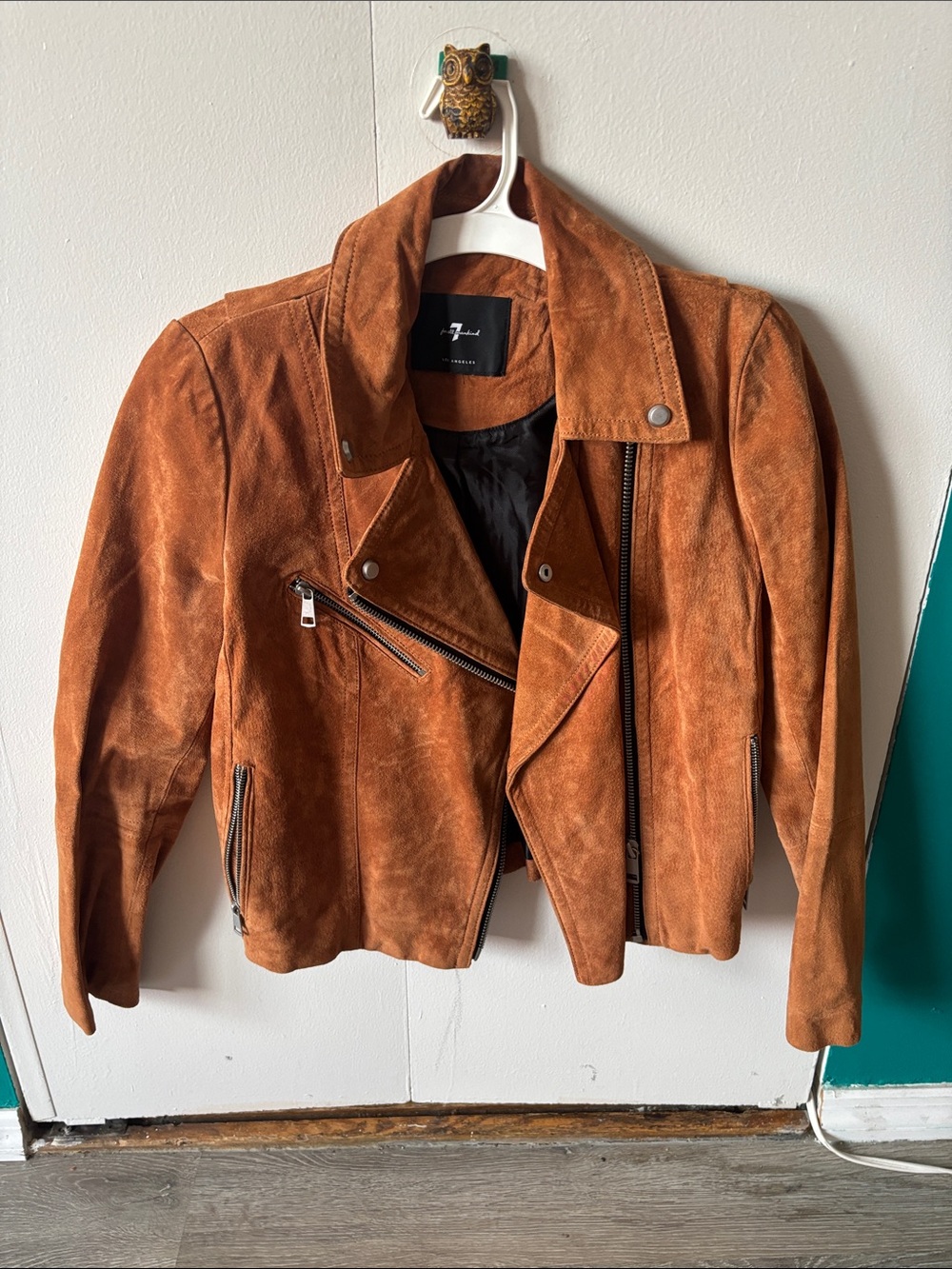 7 For All Mankind Suede Moto Jacket - Rust